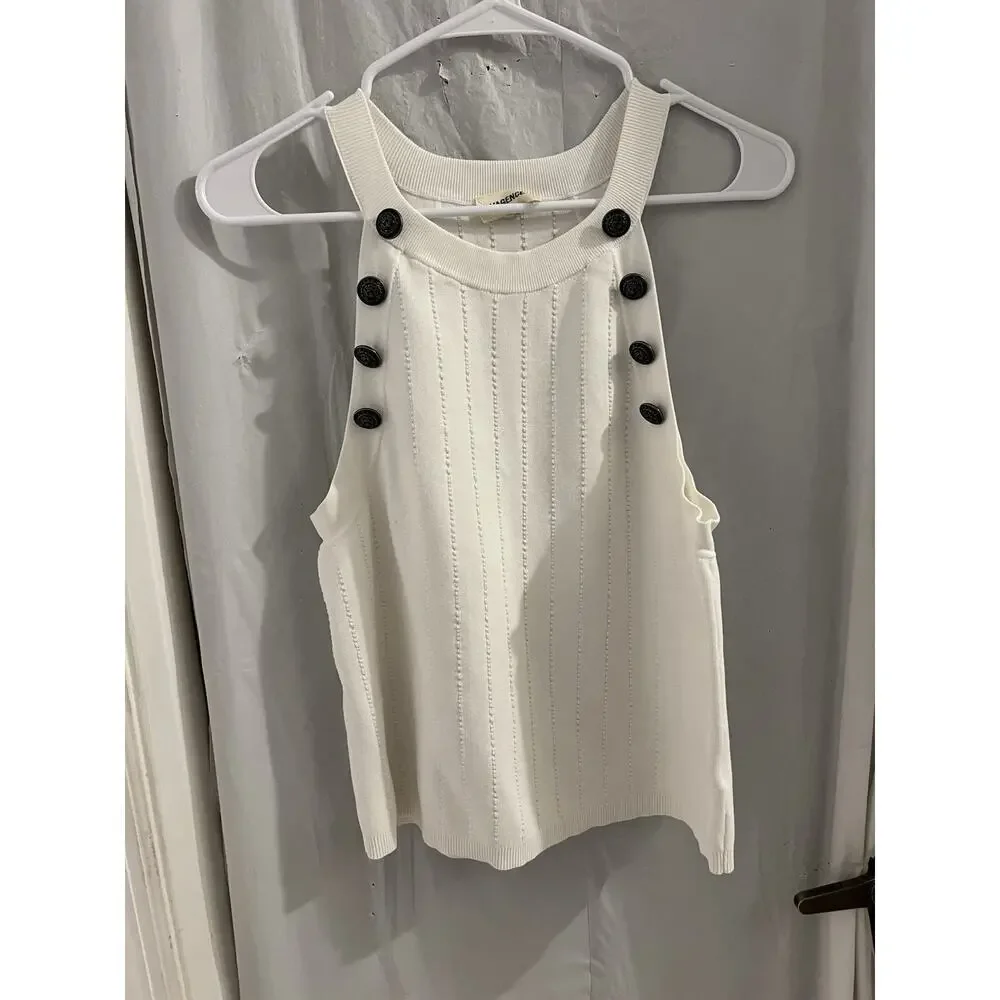 L’agence Cream Rosemary High neck Button Tank Sz Xxl may run small - Picture 3 of 9